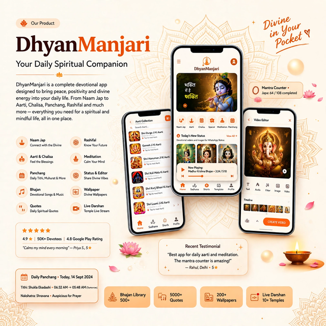 DhyanManjari app screens
